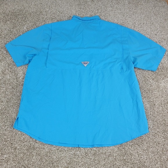 Columbia PFG Omni Shade Mens 2XL Blue Vented Button Down Short Sleeve Fishing - Picture 3 of 6